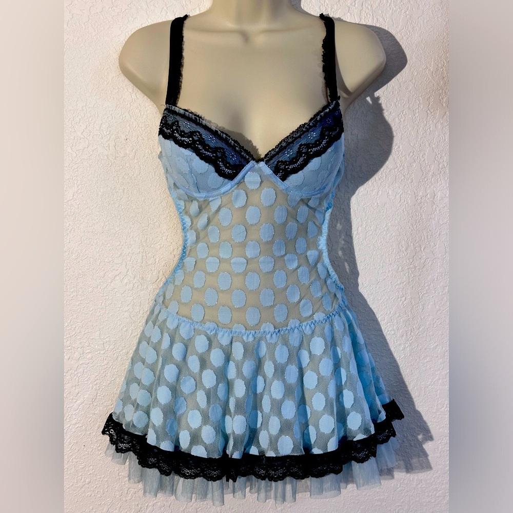 Seductivewear Baby Blue Polka Dot Lingerie